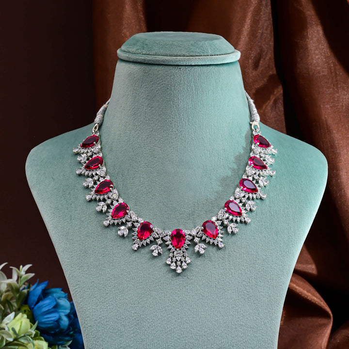 CZ Ruby Necklace Set