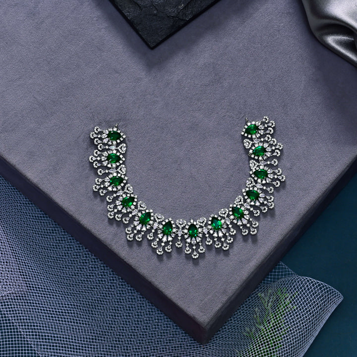 CZ Emerald Necklace Set