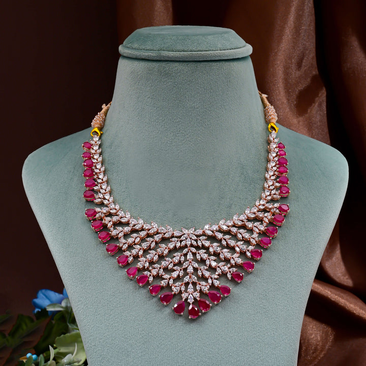 CZ Ruby Exclusive Necklace Set