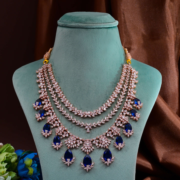 CZ Blue Sapphire Necklace Set