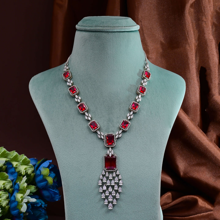 CZ Ruby Necklace Set