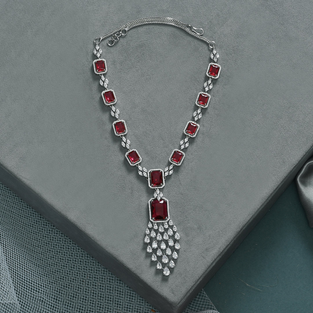 CZ Ruby Necklace Set