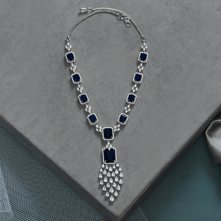 CZ Blue Sapphire Necklace Set