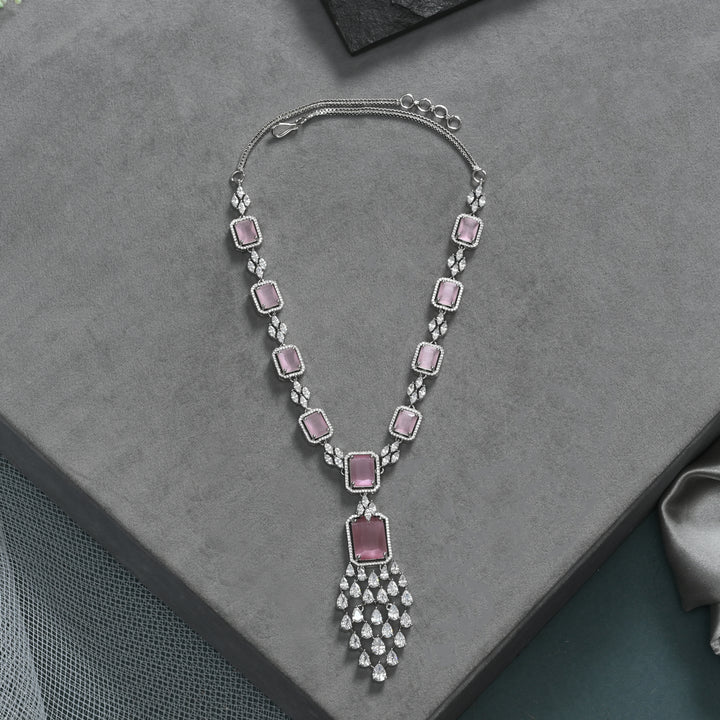 CZ Pink Sapphire Necklace Set