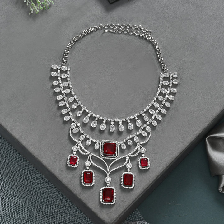 CZ Ruby Exclusive Necklace Set