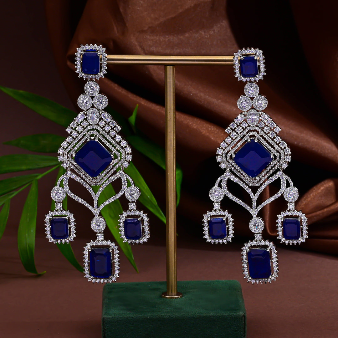 CZ Blue Sapphire Necklace Set