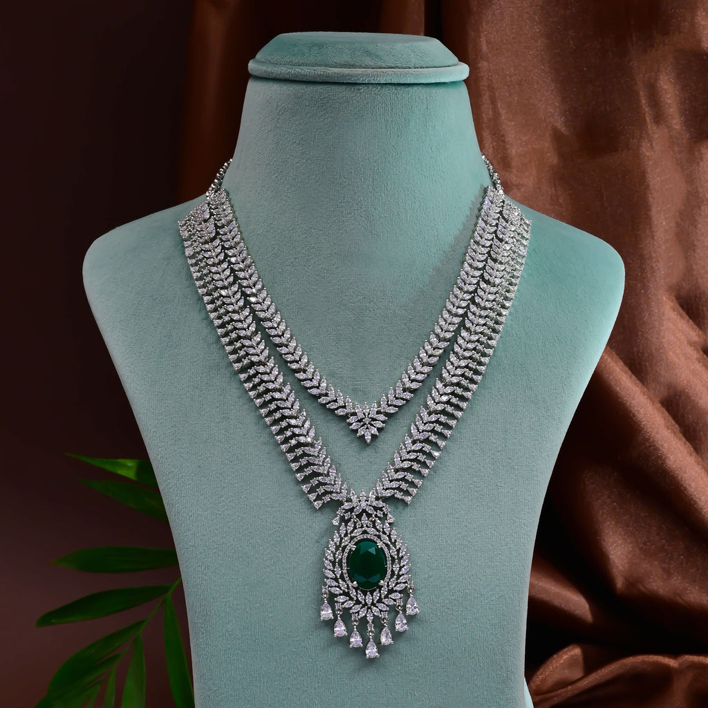 CZ Emerald Necklace Set