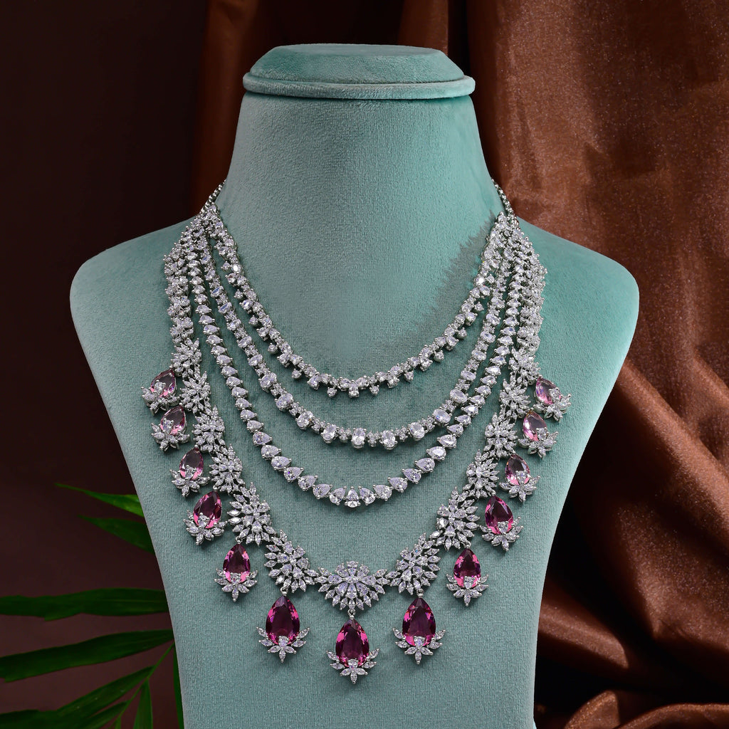 CZ Ruby Exclusive Necklace Set