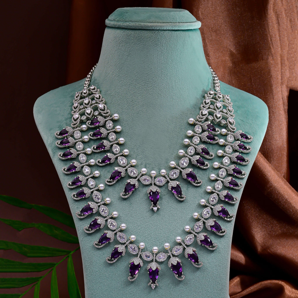 CZ Amethyst Necklace Set