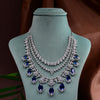 CZ Blue Sapphire Necklace Set