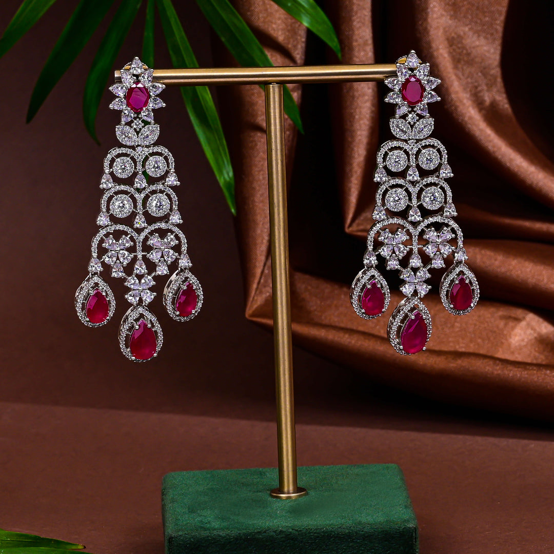 CZ Ruby Necklace Set