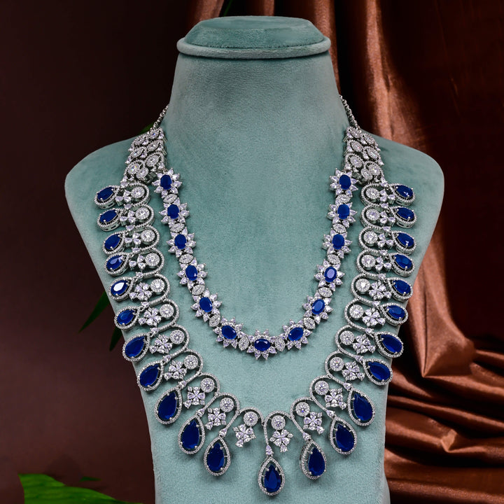 CZ Blue Sapphire Necklace Set