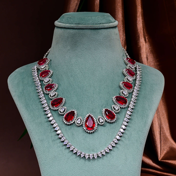 CZ Ruby Necklace set