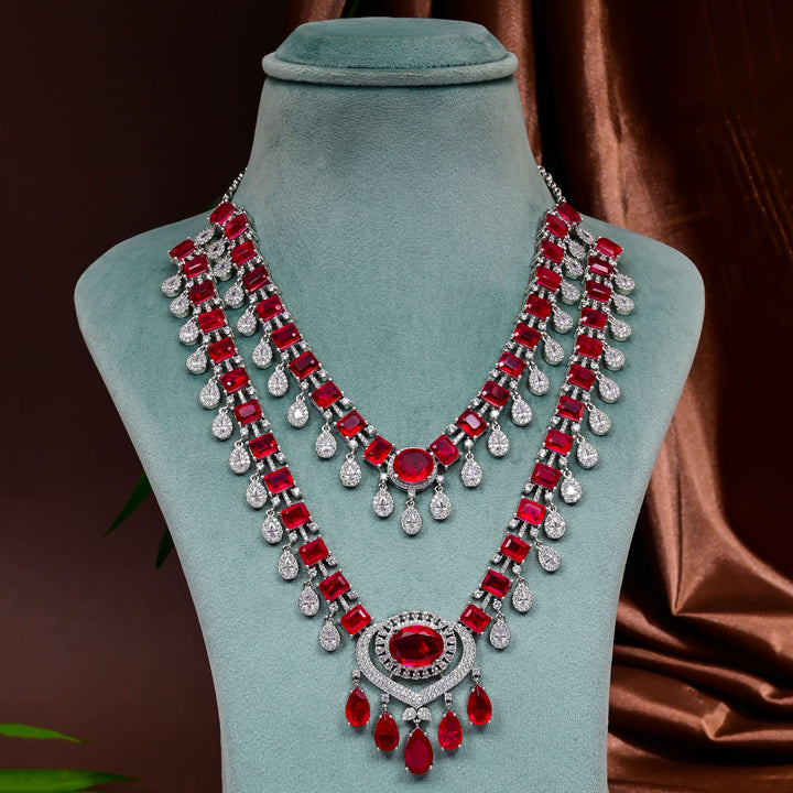 CZ Ruby Necklace Set