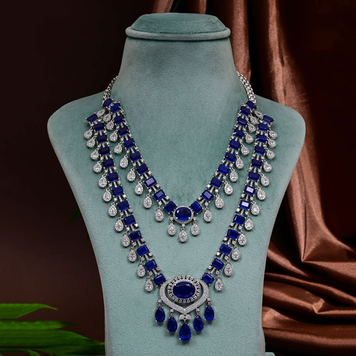 CZ Blue Sapphire Necklace Set