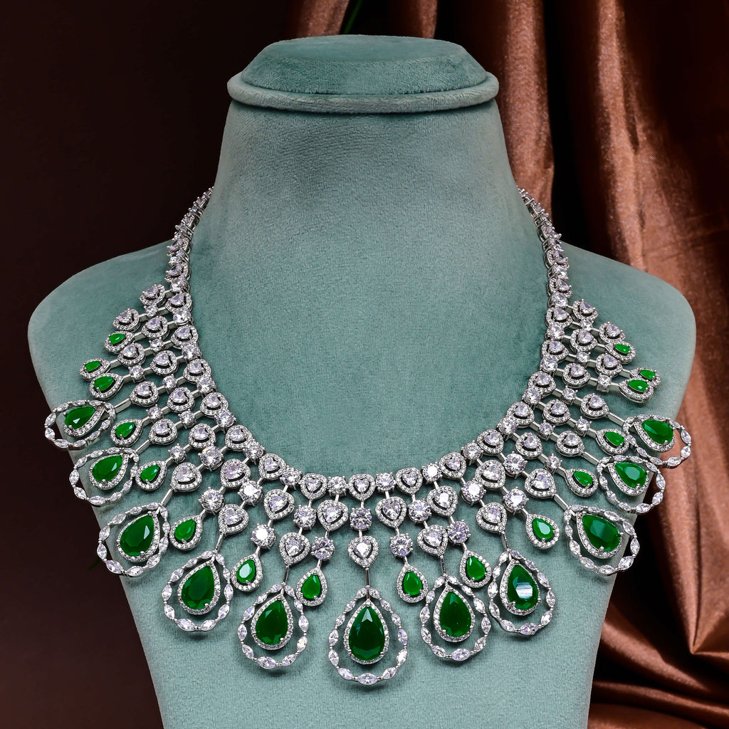 CZ Emerald Necklace Set