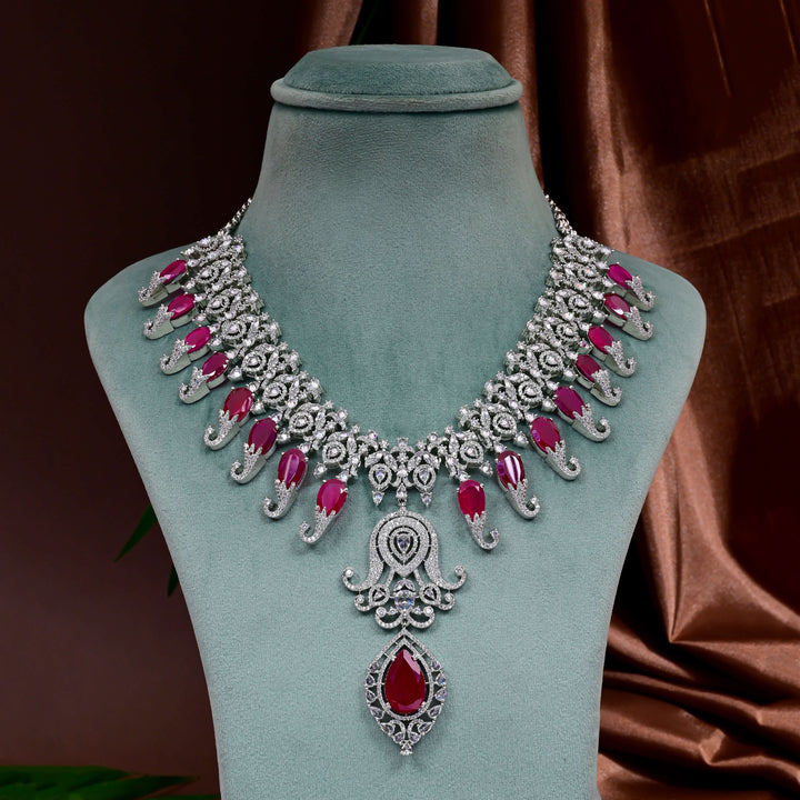 CZ Ruby Necklace Set