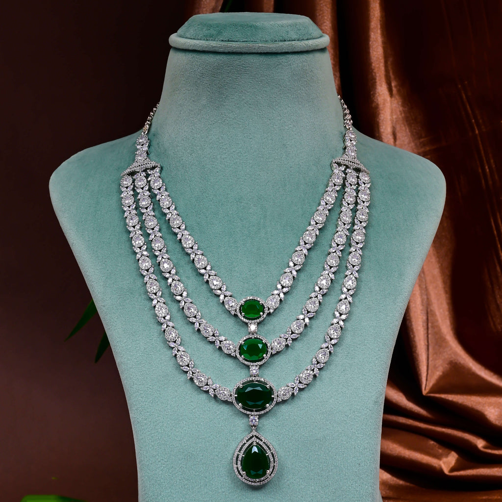 CZ Emerald Exclusive Necklace Set