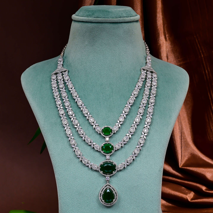 CZ Emerald Exclusive Necklace Set