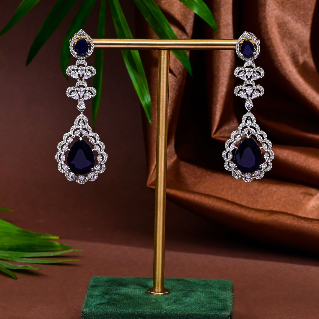 CZ Blue Sapphire Necklace Set