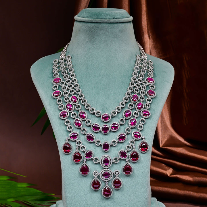 CZ Ruby Necklace Set