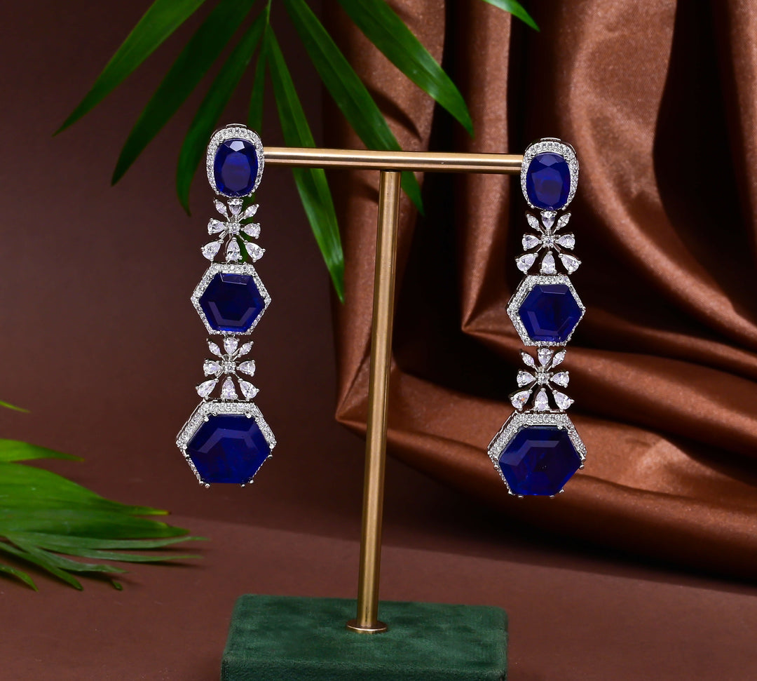 CZ Blue Sapphire Necklace Set