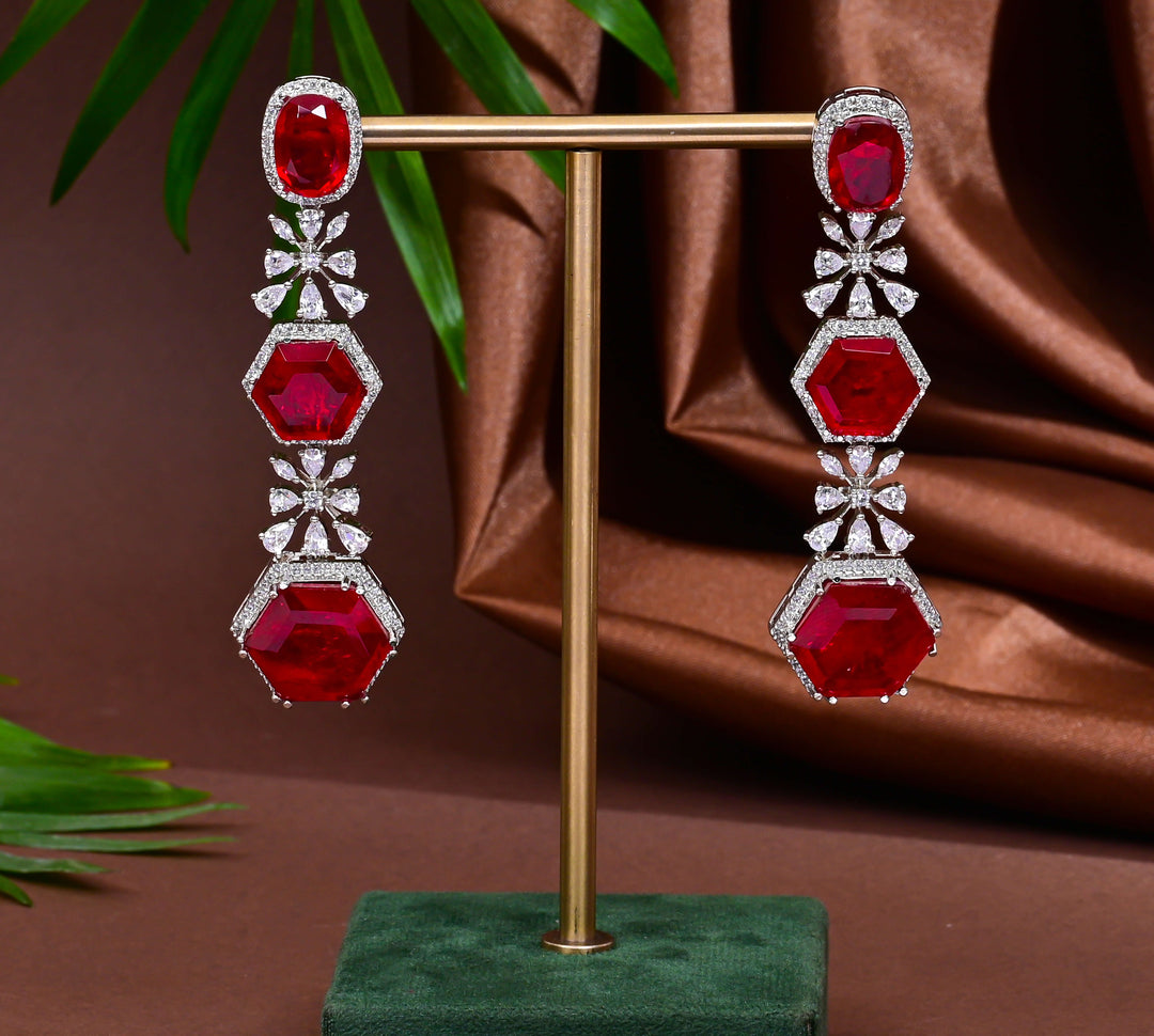 CZ Ruby Necklace Set