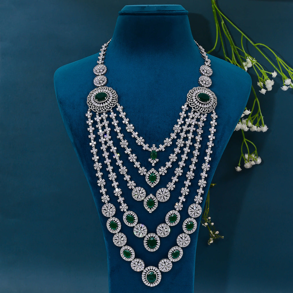 CZ Emerald Necklace Set