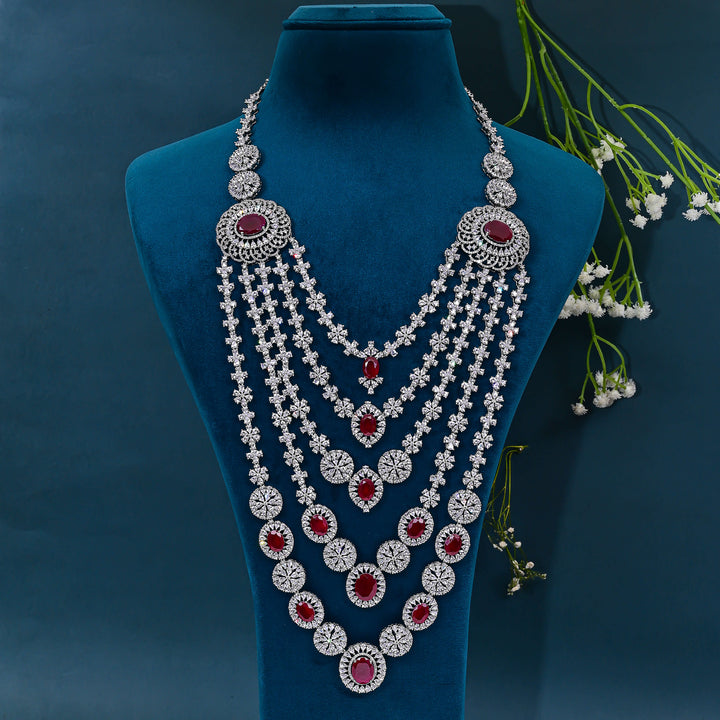 CZ Ruby Exclusive Necklace Set