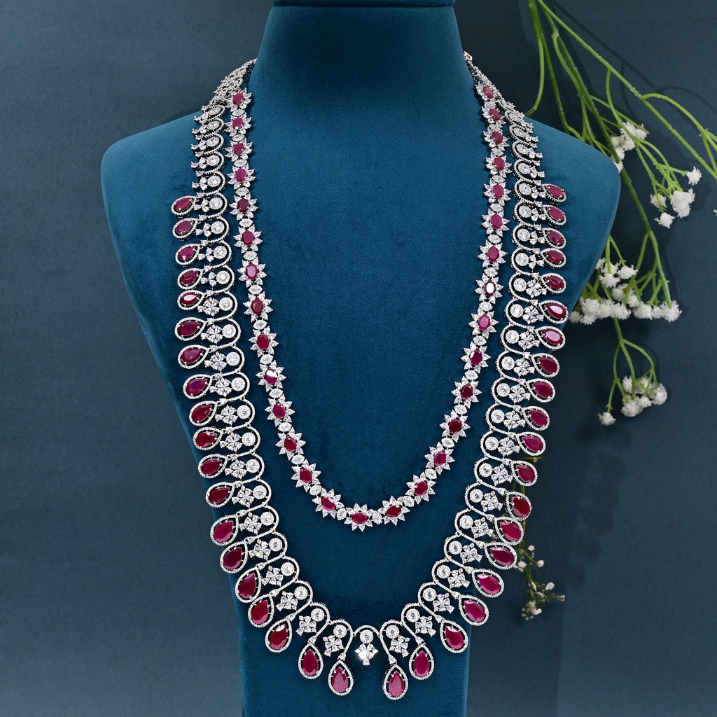 CZ Ruby Necklace Set