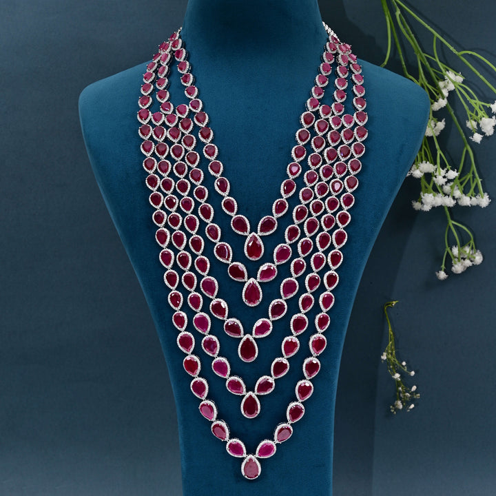 CZ Ruby Exclusive Necklace Set