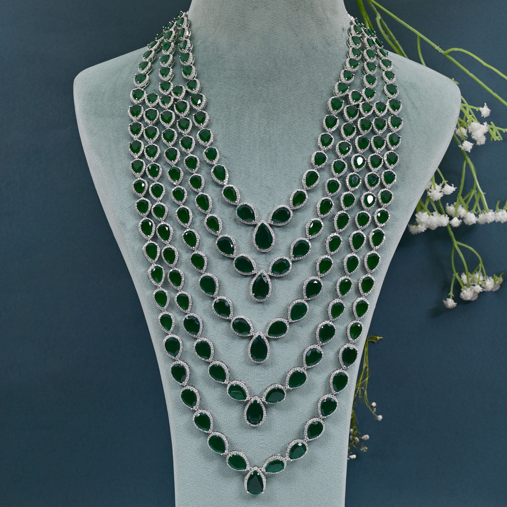 CZ Emerald Necklace Set