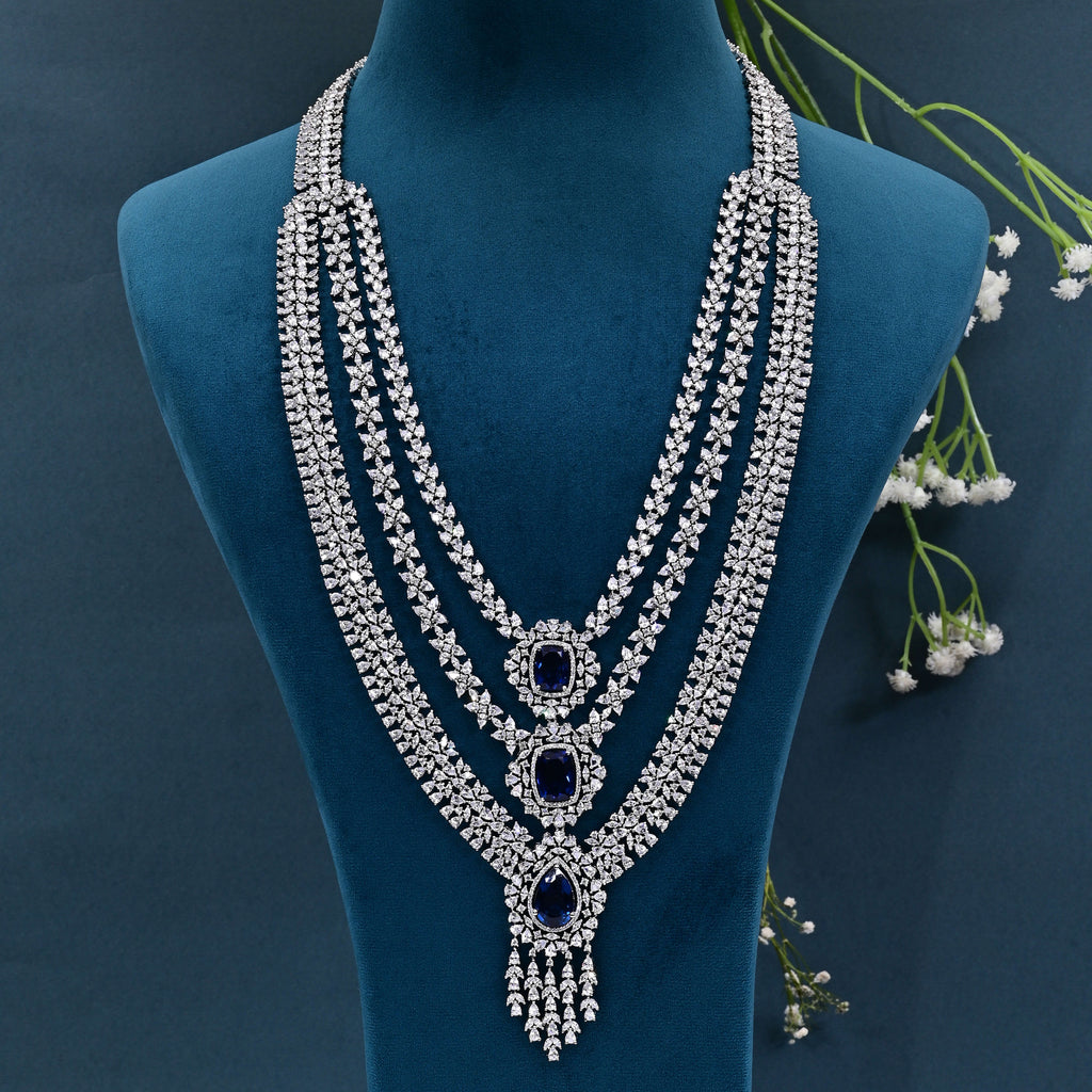 CZ Blue Sapphire Exclusive Necklace Set