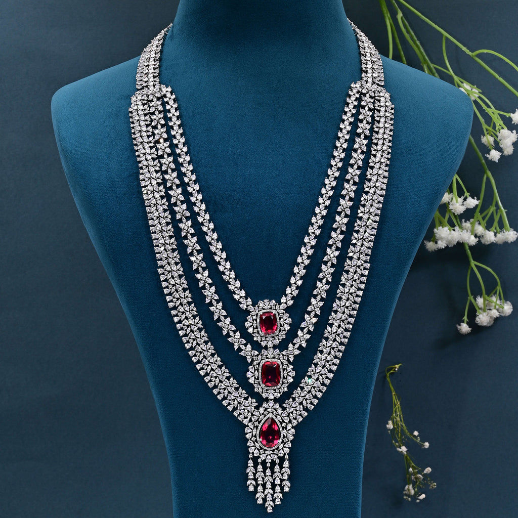 CZ Ruby Necklace Set