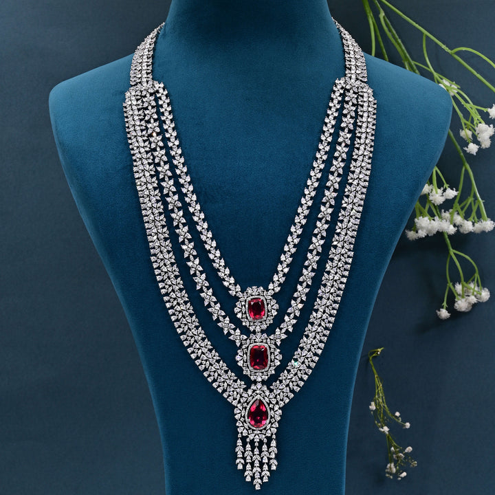 CZ Ruby Necklace Set