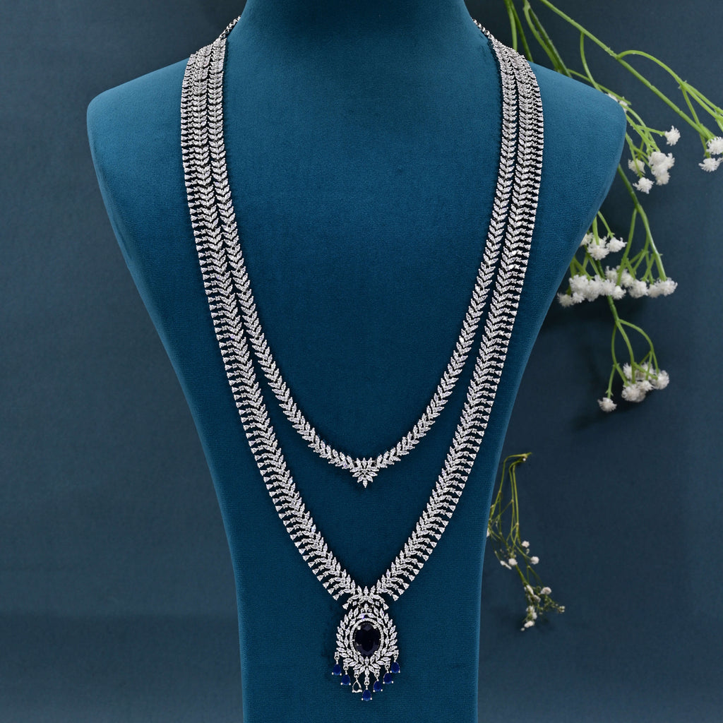 CZ Blue Sapphire Necklace Set