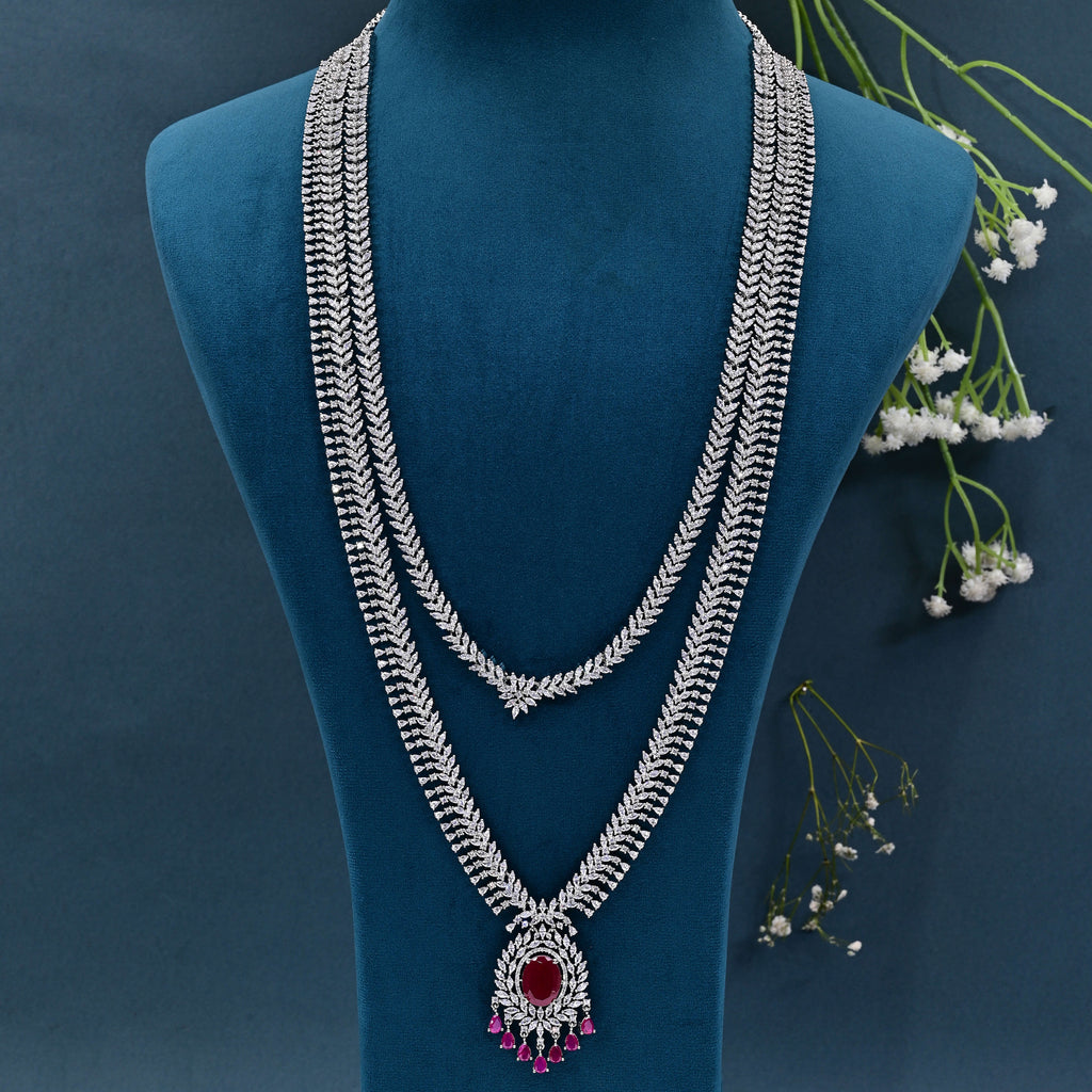 CZ Ruby Exclusive Necklace Set