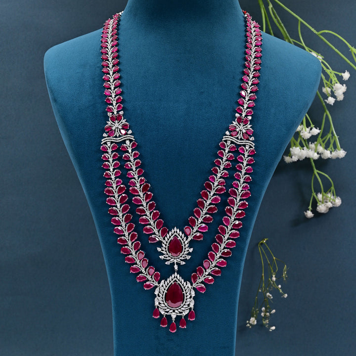 CZ Ruby Necklace Set