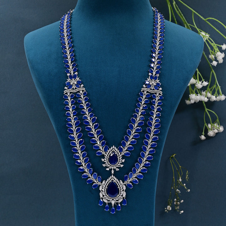 CZ Blue Sapphire Necklace Set