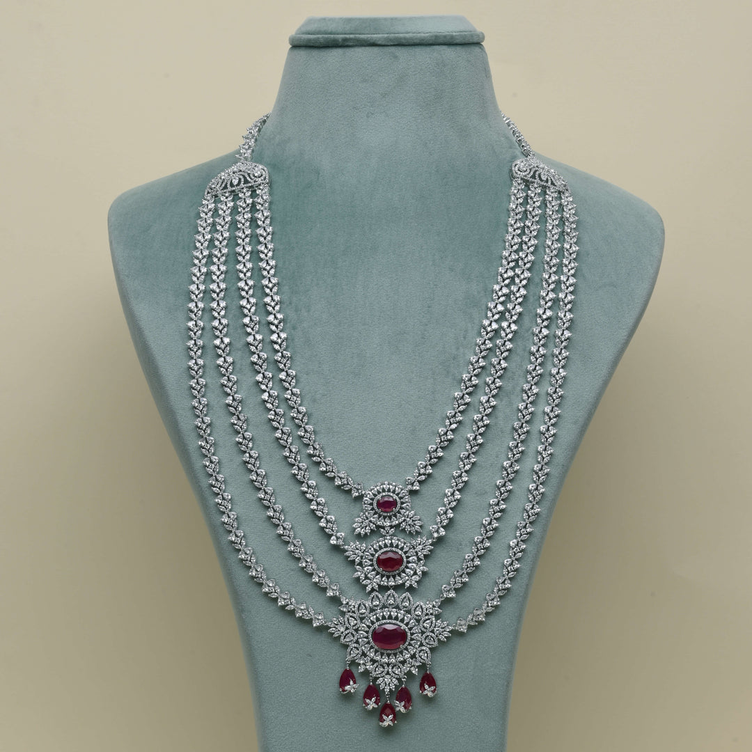 CZ Ruby Necklace Set