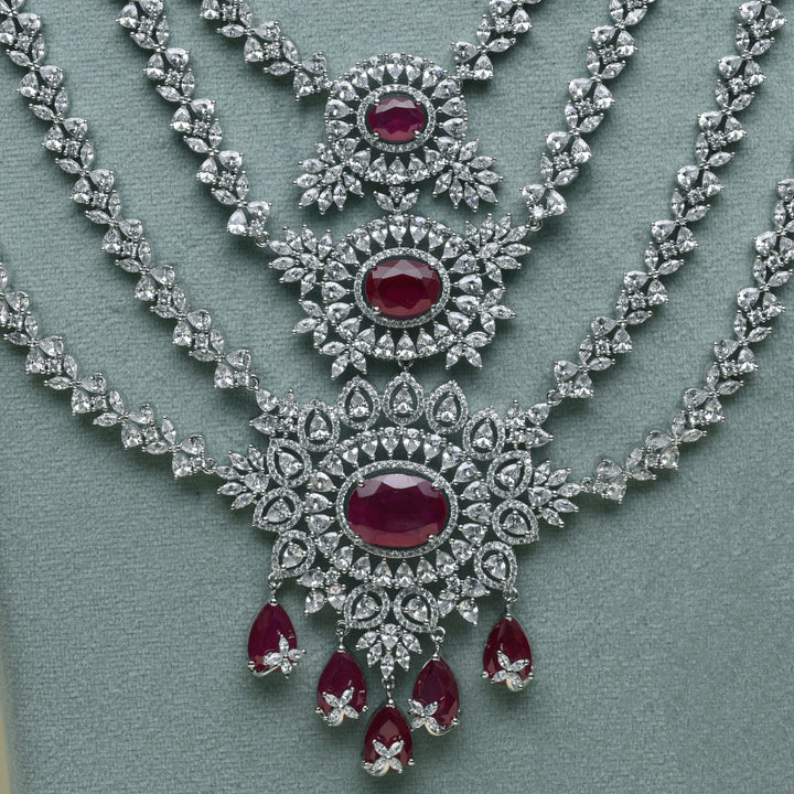 CZ Ruby Necklace Set