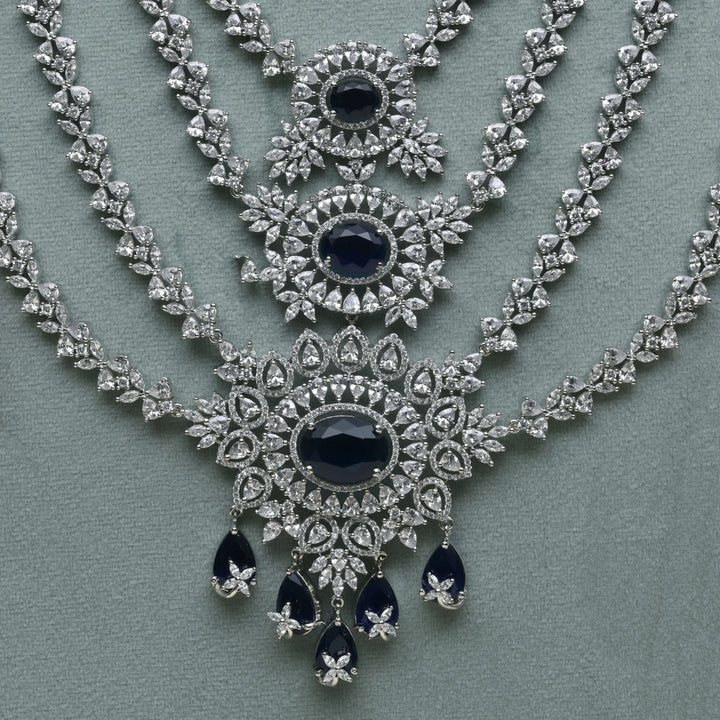 CZ Blue Sapphire Necklace Set