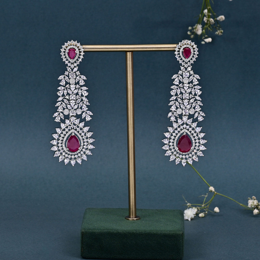 CZ Ruby Necklace Set