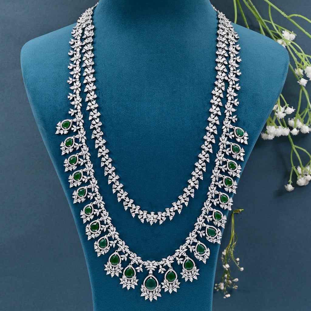 CZ Emerald Necklace Set