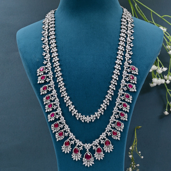 CZ Ruby Necklace Set