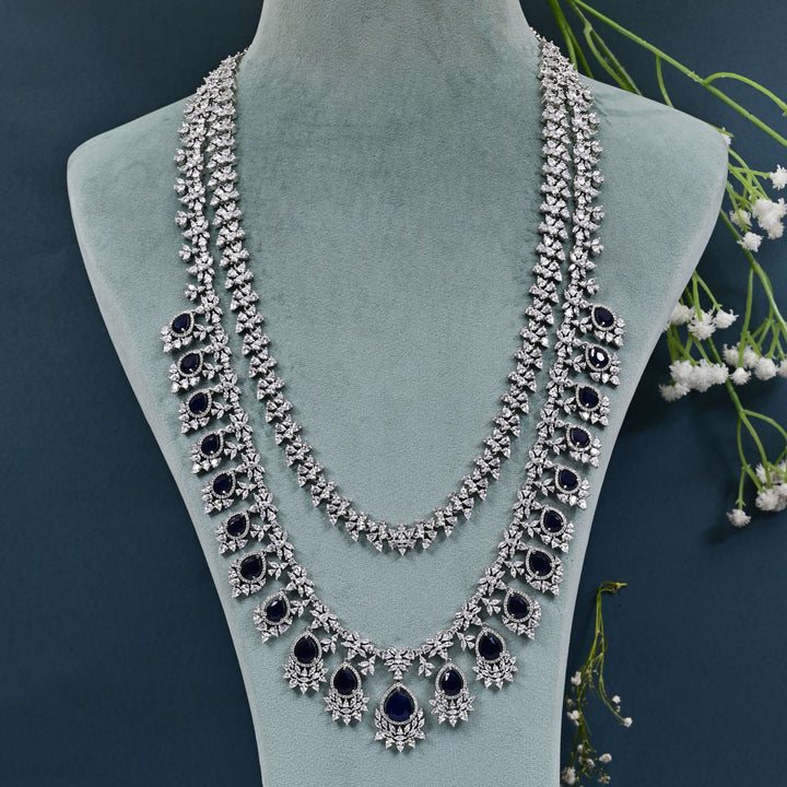 CZ Blue Sapphire Necklace Set