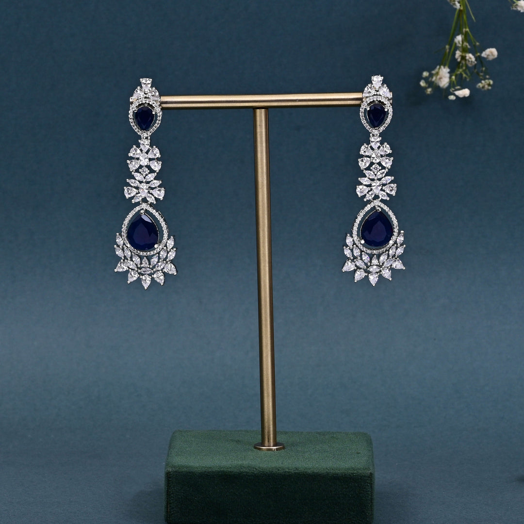 CZ Blue Sapphire Necklace Set