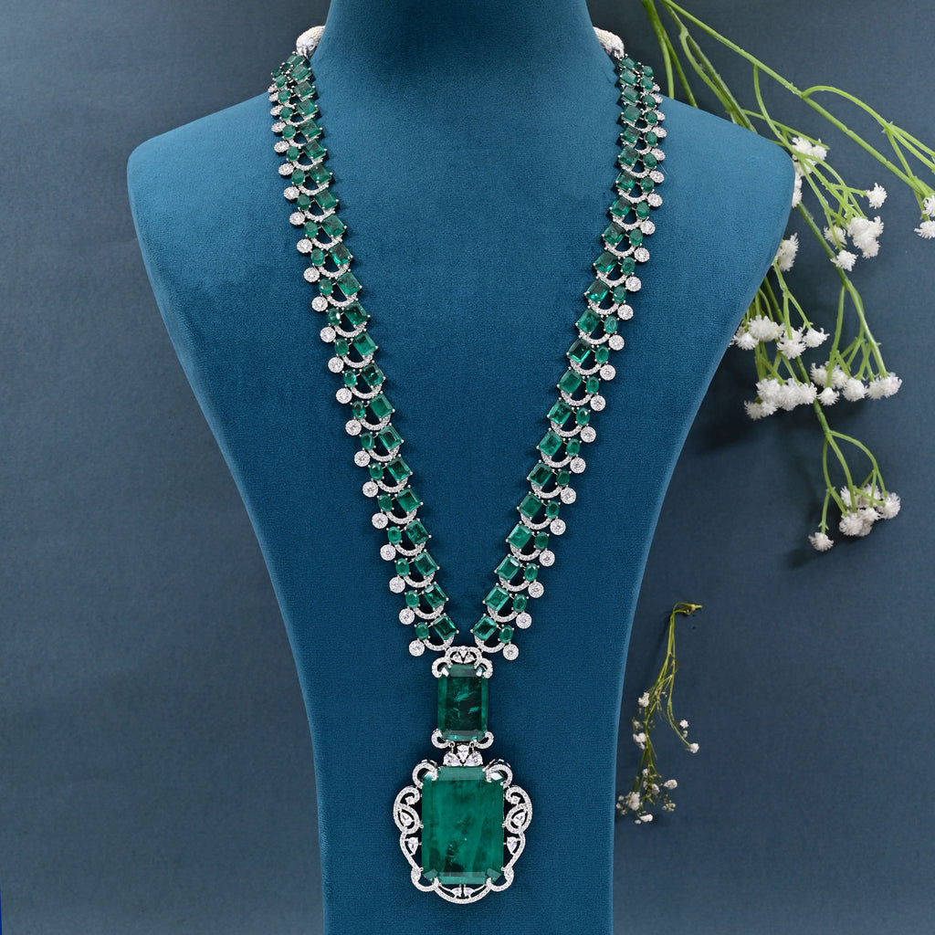 CZ Emerald Necklace Set