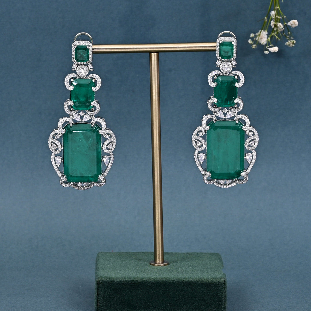 CZ Emerald Necklace Set