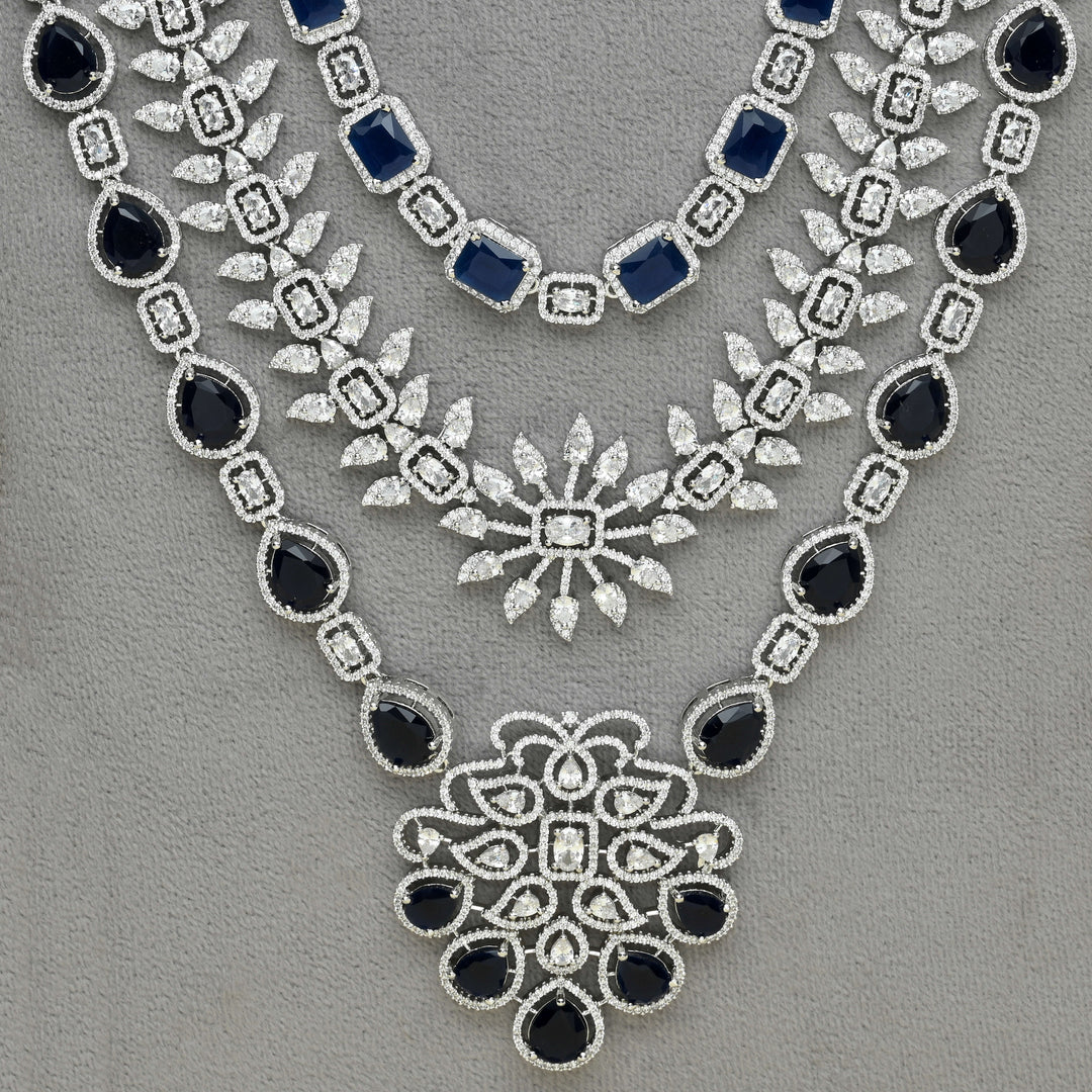 CZ Blue Sapphire Necklace Set